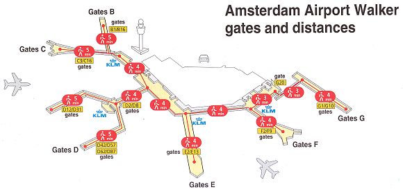 Schipol Airport, Amsterdam - pedestrian map