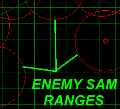 AAA:  | Enemy SAM ranges are shown by the red circles